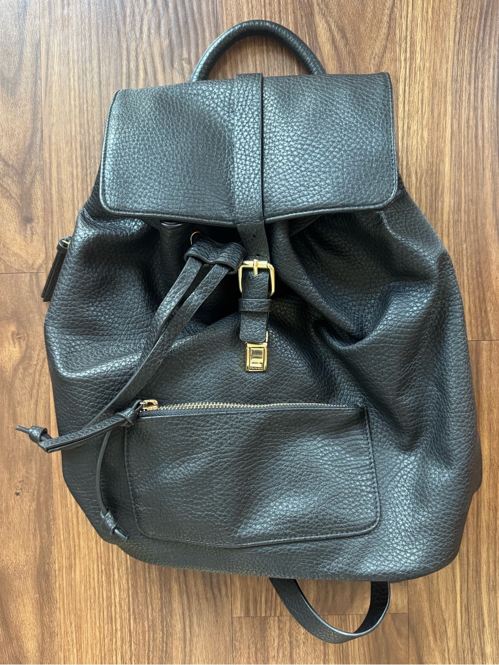 Indigo Black Pleather Backpack
